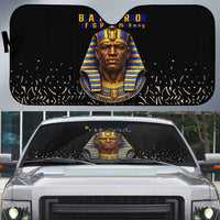 Taharqa Auto Sun Shade with Black Pharaoh Portrait, 25th Dynasty of Egypt Text and Nubian-Inspired - Wonder Print Shop