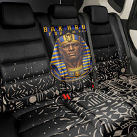 Taharqa Back Car Seat Cover with Black Pharaoh Portrait, 25th Dynasty of Egypt Text and Nubian-Inspired - Wonder Print Shop