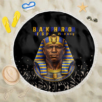 Taharqa Beach Blanket with Black Pharaoh Portrait, 25th Dynasty of Egypt Text and Nubian-Inspired - Wonder Print Shop