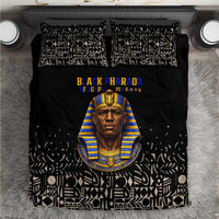 Taharqa Bedding Set with Black Pharaoh Portrait, 25th Dynasty of Egypt Text and Nubian-Inspired - Wonder Print Shop