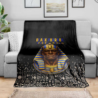 Taharqa Blanket with Black Pharaoh Portrait, 25th Dynasty of Egypt Text and Nubian-Inspired - Wonder Print Shop