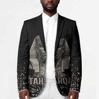 Taharqa Blazer with Black Pharaoh Portrait, 25th Dynasty of Egypt Text and Nubian-Inspired - Wonder Print Shop