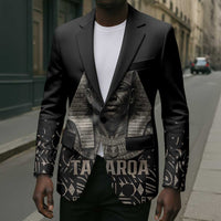 Taharqa Blazer with Black Pharaoh Portrait, 25th Dynasty of Egypt Text and Nubian-Inspired - Wonder Print Shop