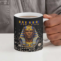 Taharqa Ceramic Mug with Black Pharaoh Portrait, 25th Dynasty of Egypt Text and Nubian-Inspired - Wonder Print Shop