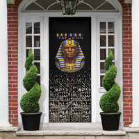 Taharqa Door Cover with Black Pharaoh Portrait, 25th Dynasty of Egypt Text and Nubian-Inspired - Wonder Print Shop