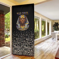 Taharqa Door Cover with Black Pharaoh Portrait, 25th Dynasty of Egypt Text and Nubian-Inspired - Wonder Print Shop