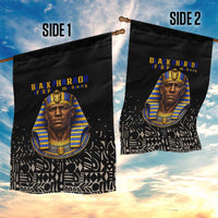 Taharqa Garden Flag with Black Pharaoh Portrait, 25th Dynasty of Egypt Text and Nubian-Inspired - Wonder Print Shop