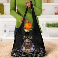 Taharqa Grocery Bag with Black Pharaoh Portrait, 25th Dynasty of Egypt Text and Nubian-Inspired - Wonder Print Shop