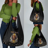 Taharqa Grocery Bag with Black Pharaoh Portrait, 25th Dynasty of Egypt Text and Nubian-Inspired - Wonder Print Shop
