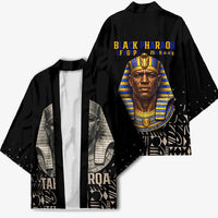 Taharqa Kimono with Black Pharaoh Portrait, 25th Dynasty of Egypt Text and Nubian-Inspired - Wonder Print Shop