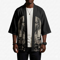 Taharqa Kimono with Black Pharaoh Portrait, 25th Dynasty of Egypt Text and Nubian-Inspired - Wonder Print Shop