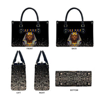 Taharqa Leather Bag with Black Pharaoh Portrait, 25th Dynasty of Egypt Text and Nubian-Inspired - Wonder Print Shop