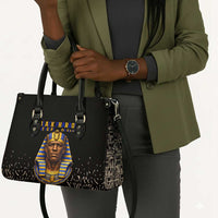 Taharqa Leather Bag with Black Pharaoh Portrait, 25th Dynasty of Egypt Text and Nubian-Inspired - Wonder Print Shop