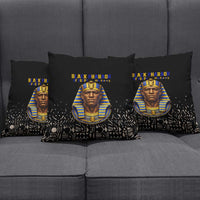 Taharqa Pillow Cover with Black Pharaoh Portrait, 25th Dynasty of Egypt Text and Nubian-Inspired - Wonder Print Shop