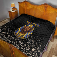 Taharqa Quilt with Black Pharaoh Portrait, 25th Dynasty of Egypt Text and Nubian-Inspired - Wonder Print Shop