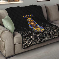 Taharqa Quilt with Black Pharaoh Portrait, 25th Dynasty of Egypt Text and Nubian-Inspired - Wonder Print Shop