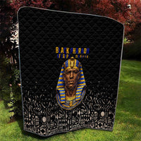 Taharqa Quilt with Black Pharaoh Portrait, 25th Dynasty of Egypt Text and Nubian-Inspired - Wonder Print Shop
