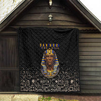 Taharqa Quilt with Black Pharaoh Portrait, 25th Dynasty of Egypt Text and Nubian-Inspired - Wonder Print Shop