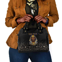 Taharqa Shoulder Handbag with Black Pharaoh Portrait, 25th Dynasty of Egypt Text and Nubian-Inspired - Wonder Print Shop