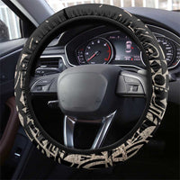 Taharqa Steering Wheel Cover with Black Pharaoh Portrait, 25th Dynasty of Egypt Text and Nubian-Inspired - Wonder Print Shop