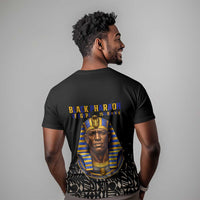 Taharqa T shirt with Black Pharaoh Portrait, 25th Dynasty of Egypt Text and Nubian-Inspired - Wonder Print Shop