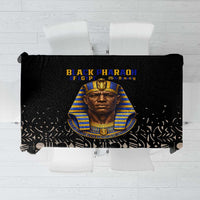 Taharqa Tablecloth with Black Pharaoh Portrait, 25th Dynasty of Egypt Text and Nubian-Inspired - Wonder Print Shop