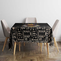 Taharqa Tablecloth with Black Pharaoh Portrait, 25th Dynasty of Egypt Text and Nubian-Inspired - Wonder Print Shop