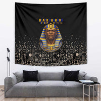 Taharqa Tapestry with Black Pharaoh Portrait, 25th Dynasty of Egypt Text and Nubian-Inspired - Wonder Print Shop