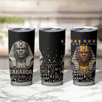 Taharqa Tumbler Cup with Black Pharaoh Portrait, 25th Dynasty of Egypt Text and Nubian-Inspired - Wonder Print Shop