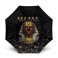Taharqa Umbrella with Black Pharaoh Portrait, 25th Dynasty of Egypt Text and Nubian-Inspired - Wonder Print Shop