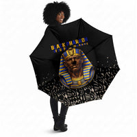 Taharqa Umbrella with Black Pharaoh Portrait, 25th Dynasty of Egypt Text and Nubian-Inspired - Wonder Print Shop