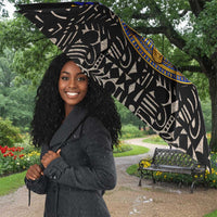 Taharqa Umbrella with Black Pharaoh Portrait, 25th Dynasty of Egypt Text and Nubian-Inspired - Wonder Print Shop