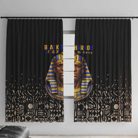 Taharqa Window Curtain with Black Pharaoh Portrait, 25th Dynasty of Egypt Text and Nubian-Inspired - Wonder Print Shop