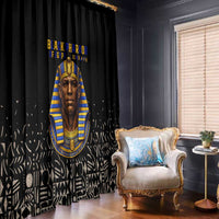 Taharqa Window Curtain with Black Pharaoh Portrait, 25th Dynasty of Egypt Text and Nubian-Inspired - Wonder Print Shop