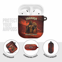 Taharqa AirPods Case with Warrior Portrait, Lion of Kush Title and Bold Red Defender of Africa - Wonder Print Shop