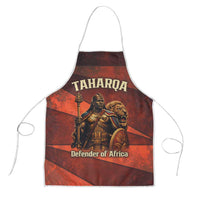Taharqa Apron with Warrior Portrait, Lion of Kush Title and Bold Red Defender of Africa - Wonder Print Shop