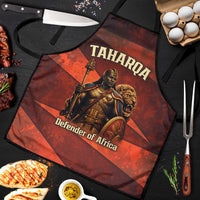 Taharqa Apron with Warrior Portrait, Lion of Kush Title and Bold Red Defender of Africa - Wonder Print Shop