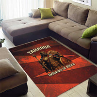 Taharqa Area Rug with Warrior Portrait, Lion of Kush Title and Bold Red Defender of Africa - Wonder Print Shop
