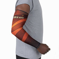 Taharqa Arm Sleeves with Warrior Portrait, Lion of Kush Title and Bold Red Defender of Africa - Wonder Print Shop