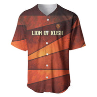 Taharqa Baseball Jersey with Warrior Portrait, Lion of Kush Title and Bold Red Defender of Africa - Wonder Print Shop