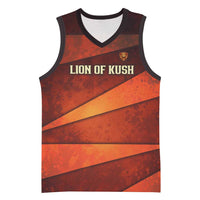 Taharqa Basketball Jersey with Warrior Portrait, Lion of Kush Title and Bold Red Defender of Africa - Wonder Print Shop