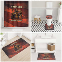 Taharqa Bathroom Set with Warrior Portrait, Lion of Kush Title and Bold Red Defender of Africa - Wonder Print Shop