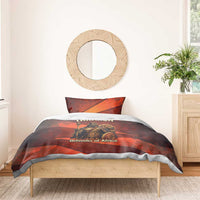 Taharqa Bedding Set with Warrior Portrait, Lion of Kush Title and Bold Red Defender of Africa - Wonder Print Shop