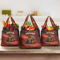 Taharqa Grocery Bag with Warrior Portrait, Lion of Kush Title and Bold Red Defender of Africa - Wonder Print Shop