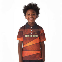 Taharqa Kid Polo Shirt with Warrior Portrait, Lion of Kush Title and Bold Red Defender of Africa - Wonder Print Shop