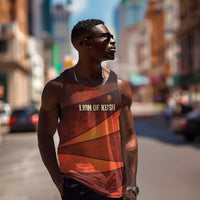 Taharqa Men Tank Top with Warrior Portrait, Lion of Kush Title and Bold Red Defender of Africa - Wonder Print Shop