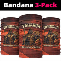 Taharqa Neck Gaiter with Warrior Portrait, Lion of Kush Title and Bold Red Defender of Africa - Wonder Print Shop