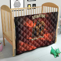 Taharqa Quilt with Warrior Portrait, Lion of Kush Title and Bold Red Defender of Africa - Wonder Print Shop