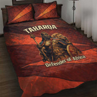 Taharqa Quilt Bed Set with Warrior Portrait, Lion of Kush Title and Bold Red Defender of Africa - Wonder Print Shop
