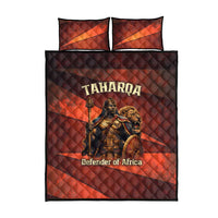 Taharqa Quilt Bed Set with Warrior Portrait, Lion of Kush Title and Bold Red Defender of Africa - Wonder Print Shop